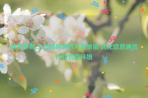 梨花教育:工信部明确四方面举措 优化信息通信行业营商环境